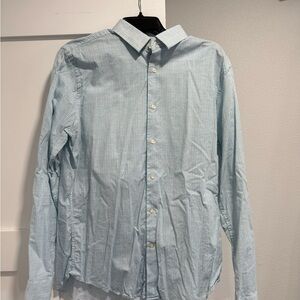 Express Men's Sky Blue Plaid Button Down Shirt
